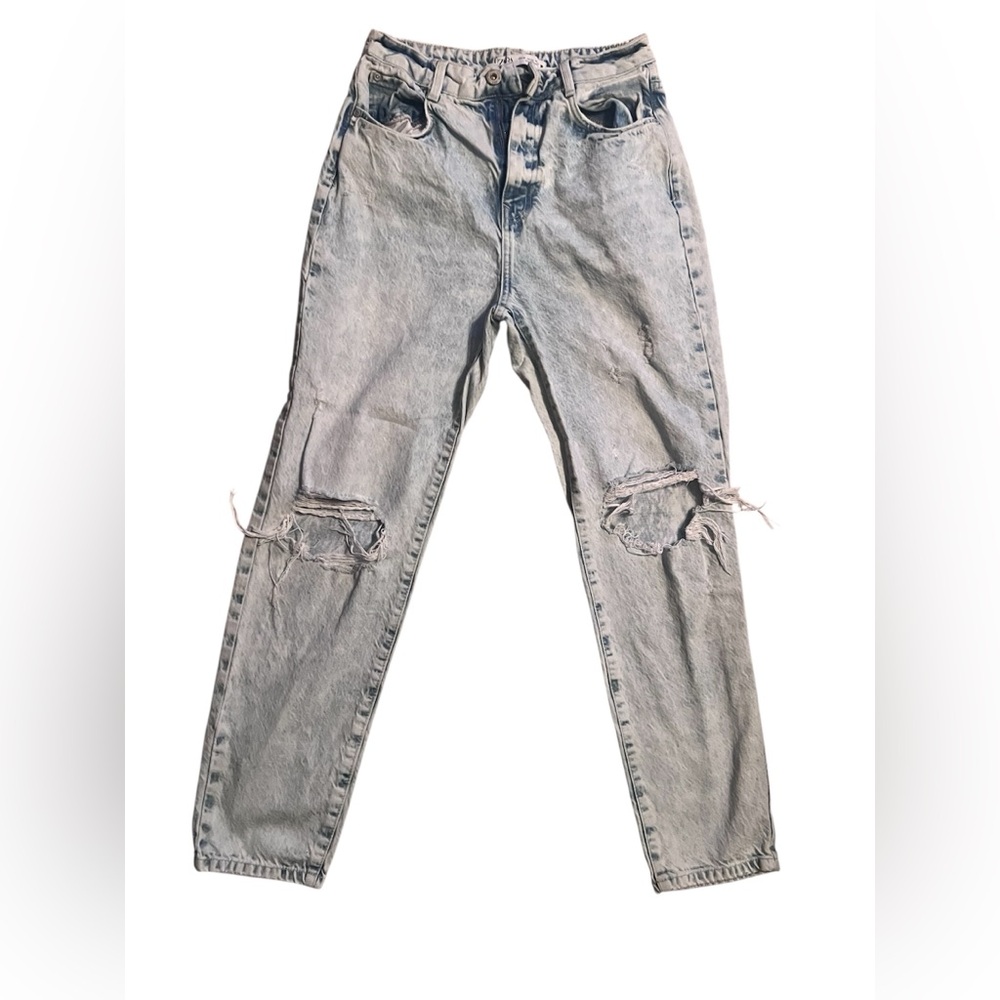 Zara Acid Washed  Distressed Mom Jeans